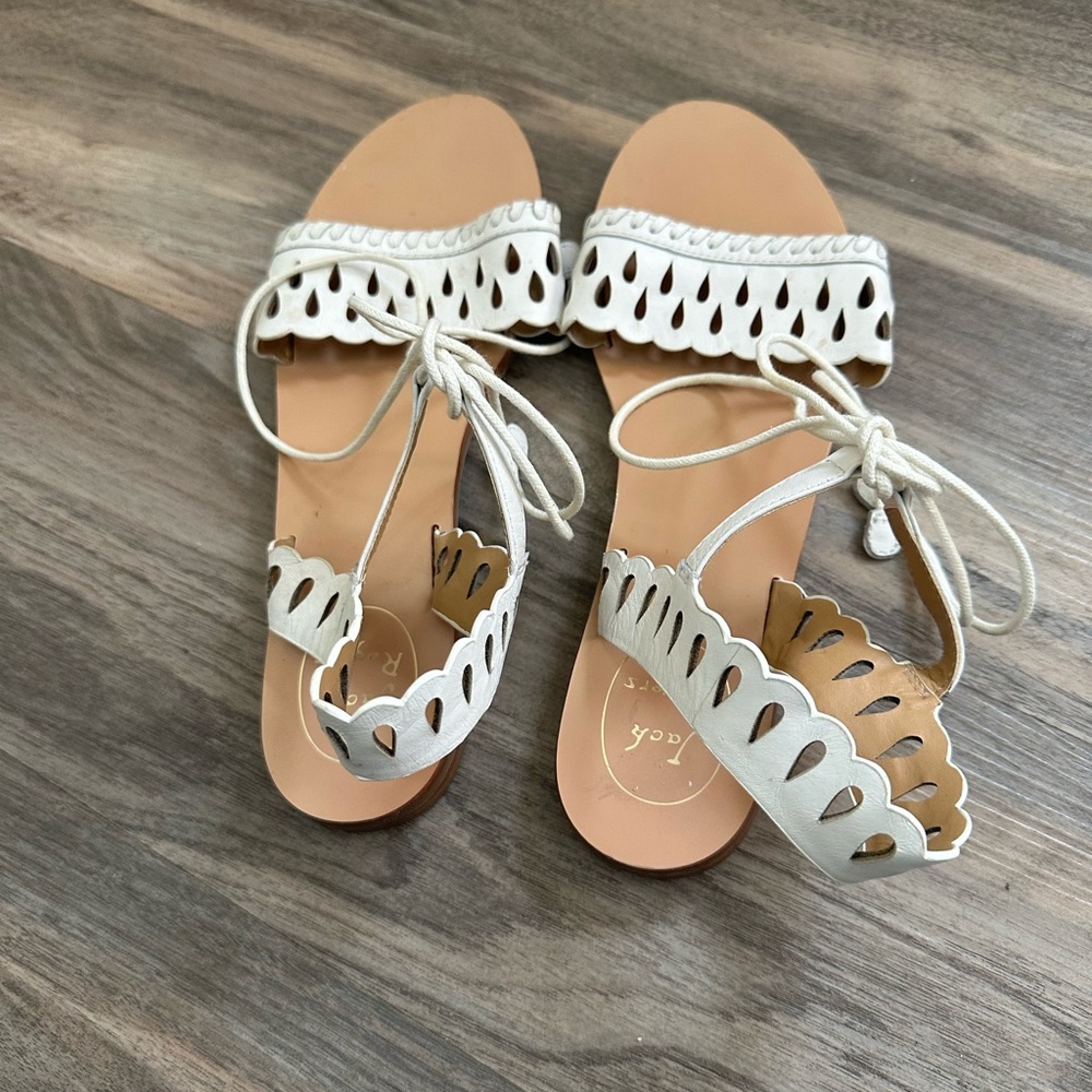 Jack Rogers White Ruby Ankle Tie Sandals - Picture 2 of 8
